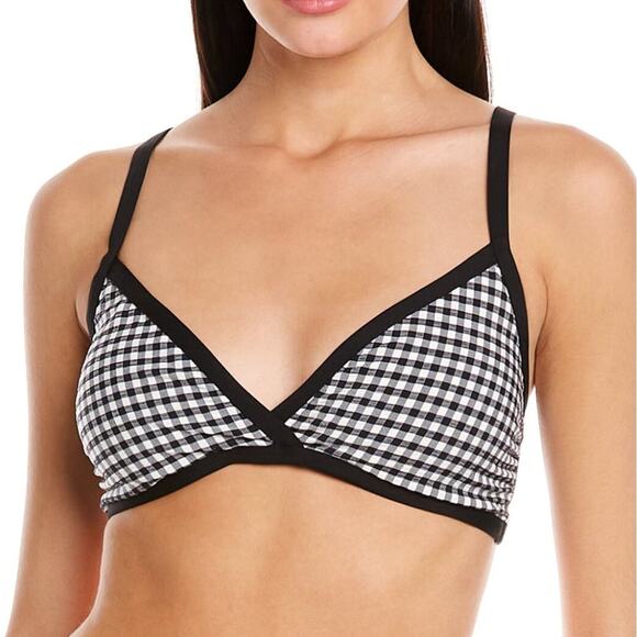 Andie Swim The Cove‎ Top V Neck Gingham Black Size Large - Picture 1 of 5